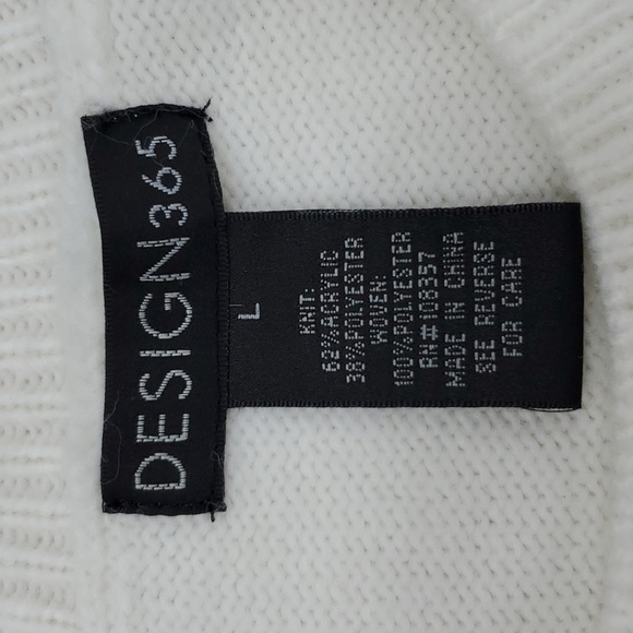 Saks Fifth Avenue Design 365 sweater women's Large cream white Chiffon sleeve - Picture 9 of 11